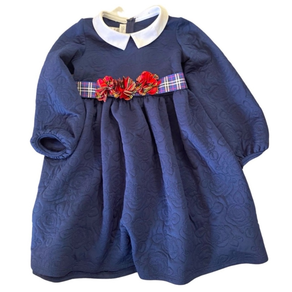 Bonnie Jean Navy Blue Formal Dress with Red Accents